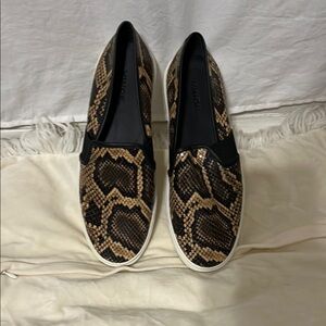 Vince Camuto Black and Brown Snake Print Sneakers